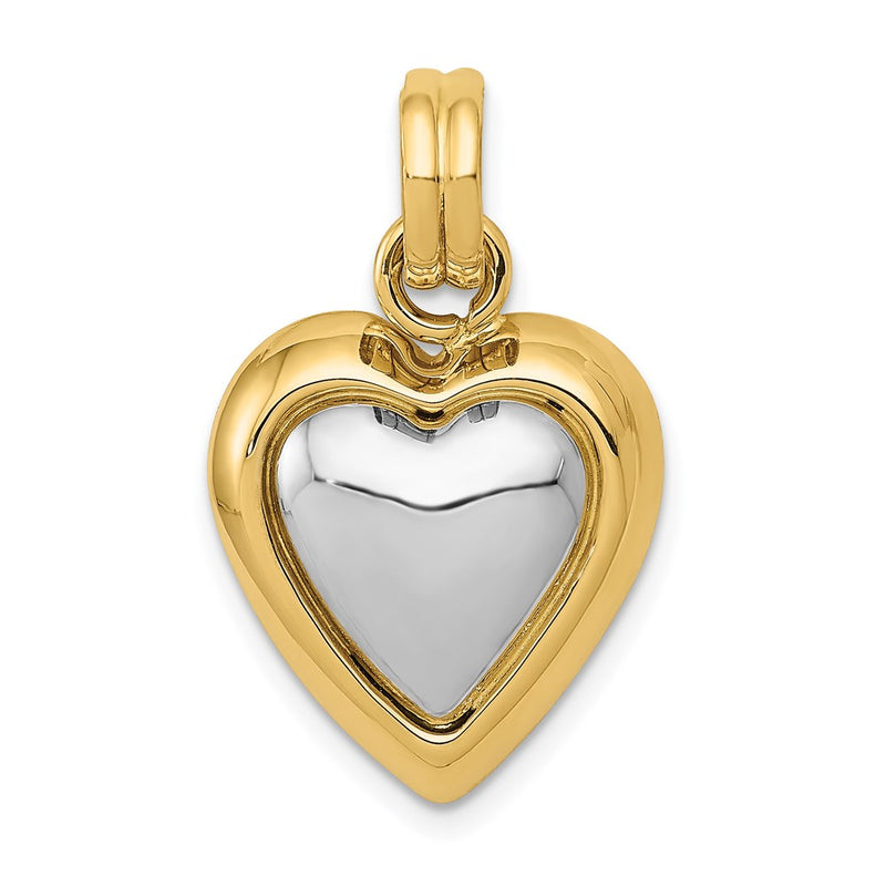 14k Yellow & Rhodium Gold w/White Rhodium Polished Heart Pendant