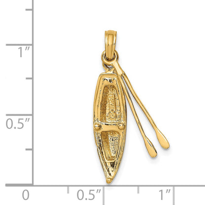 14k Yellow Gold 3-D Boat W/Dangling Oars Charm