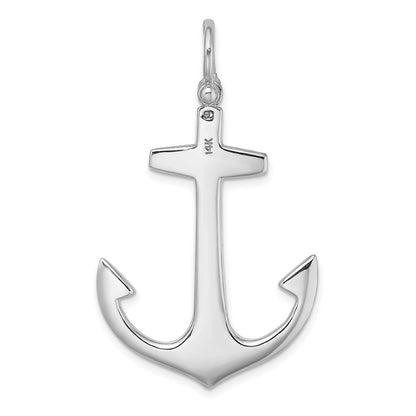 14k White Gold 3-D Polished Large Anchor Charm