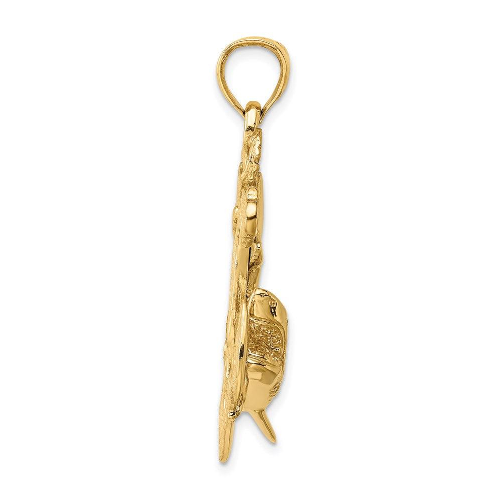 14k Yellow Gold 2-D Anchor with Shark Charm