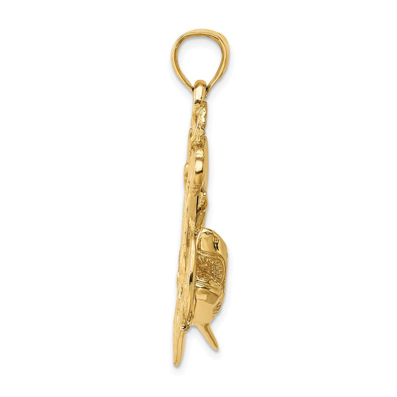 14k Yellow Gold 2-D Anchor with Shark Charm
