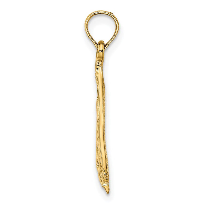 14k Yellow Gold Polished and Textured Sailboat Charm