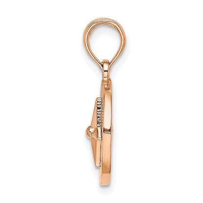 14k White/Rose Gold Rose and White Gold Mini Nautical Compass Pendant