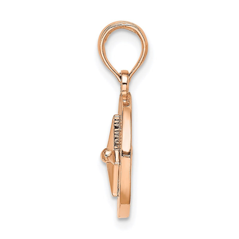 14k White/Rose Gold Rose and White Gold Mini Nautical Compass Pendant