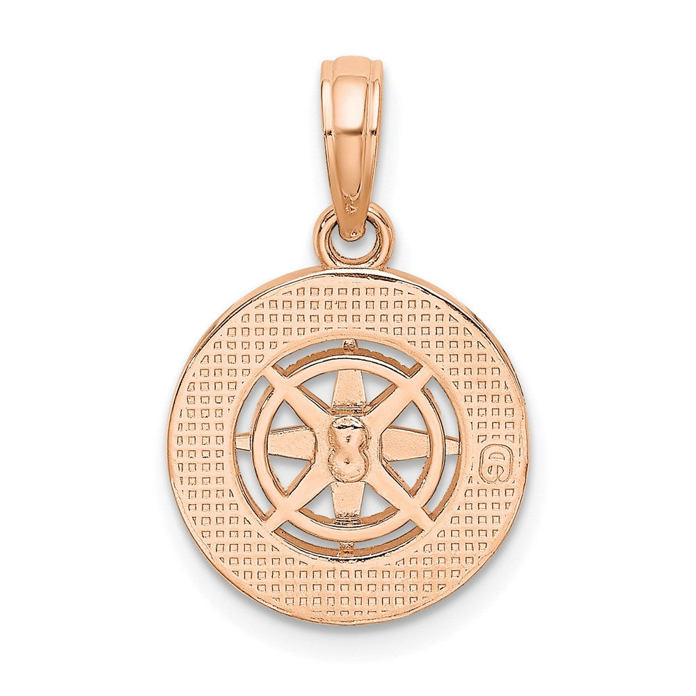 14k White/Rose Gold Rose and White Gold Mini Nautical Compass Pendant