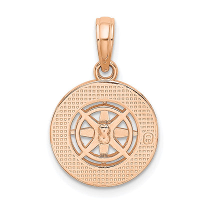 14k White/Rose Gold Rose and White Gold Mini Nautical Compass Pendant