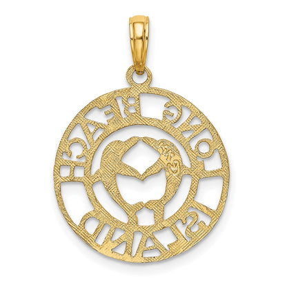 14k Yellow Gold LONG BEACH ISLAND w/ Dolphins Charm