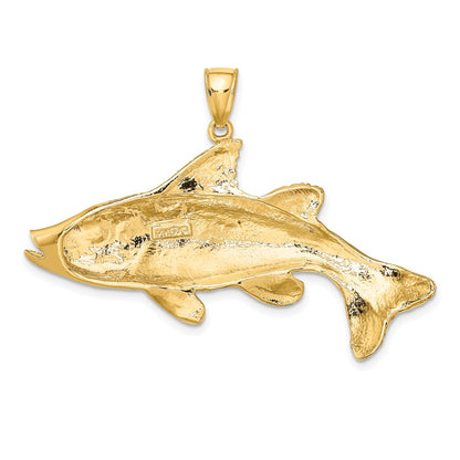 14k Yellow Gold 2-D Textured Red Fish Charm