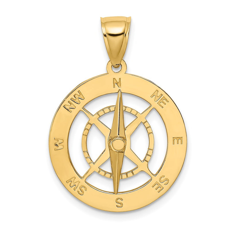 14k Yellow Gold Nautical Compass with Moveable Needle Charm