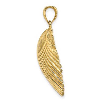 14k Yellow Gold 3-D Textured Scallop Shell Charm