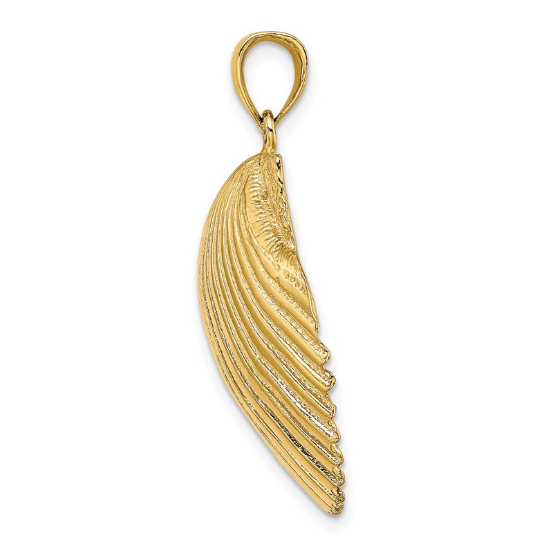 14k Yellow Gold 3-D Textured Scallop Shell Charm