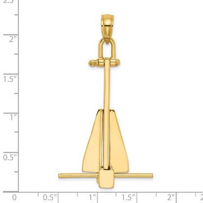 14k Yellow Gold 3-D Moveable Danforth Anchor Charm