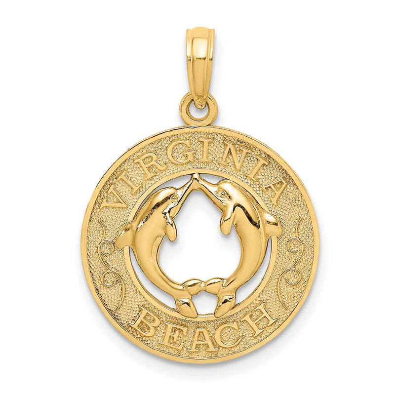 14k Yellow Gold VIRGINIA BEACH w/ Dolphins Charm