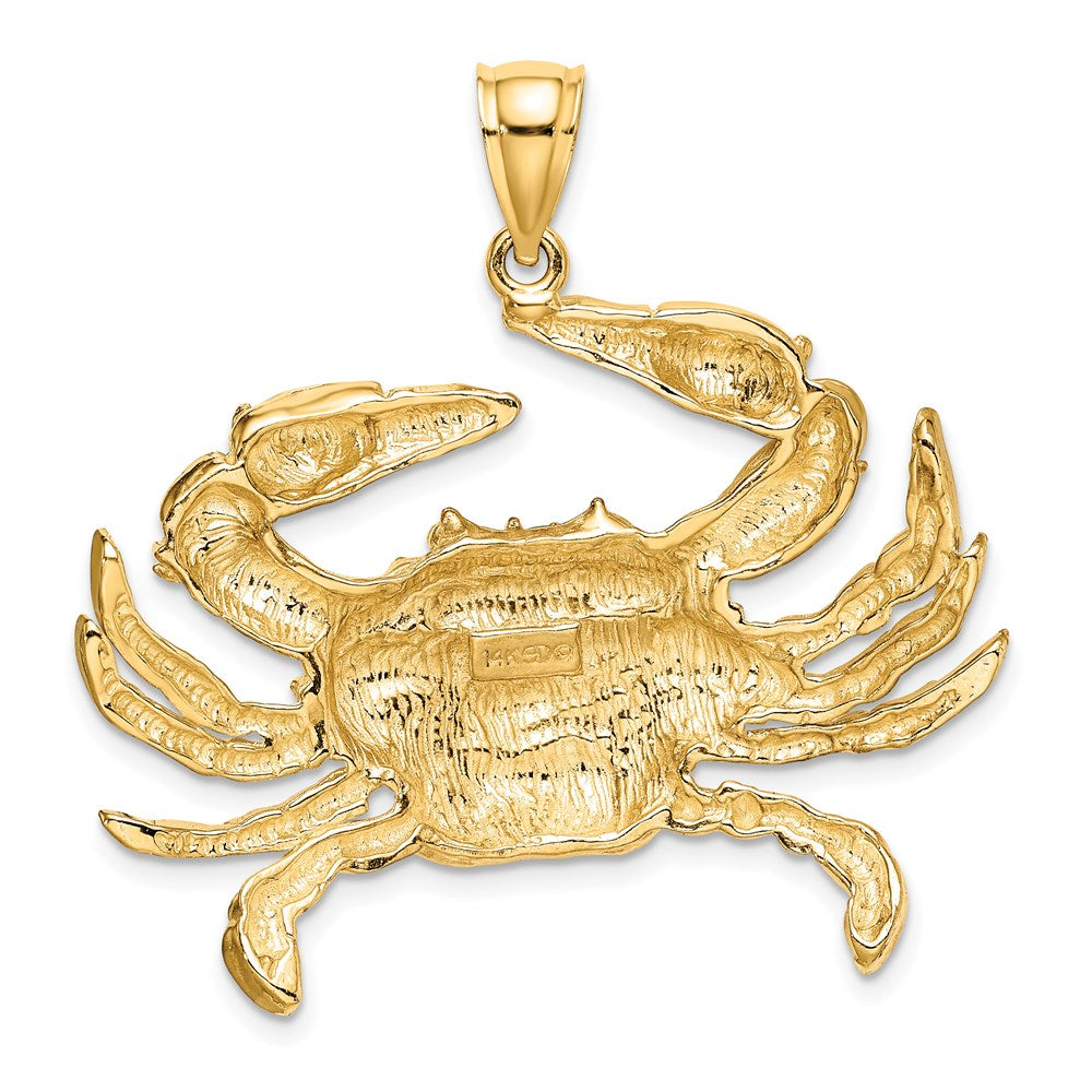 14k Yellow Gold Blue Crab Charm