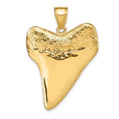 14k Yellow Gold Solid Polished 3-D Shark Tooth Pendant