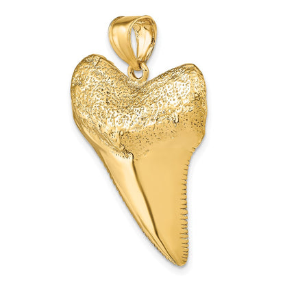 14k Yellow Gold Solid Polished 3-D Shark Tooth Pendant