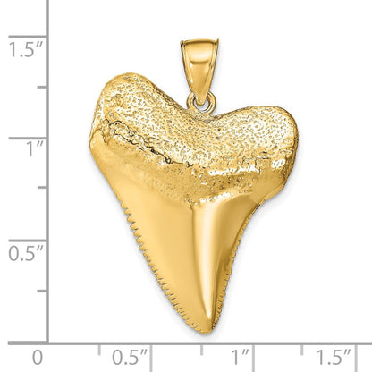 14k Yellow Gold Solid Polished 3-D Shark Tooth Pendant