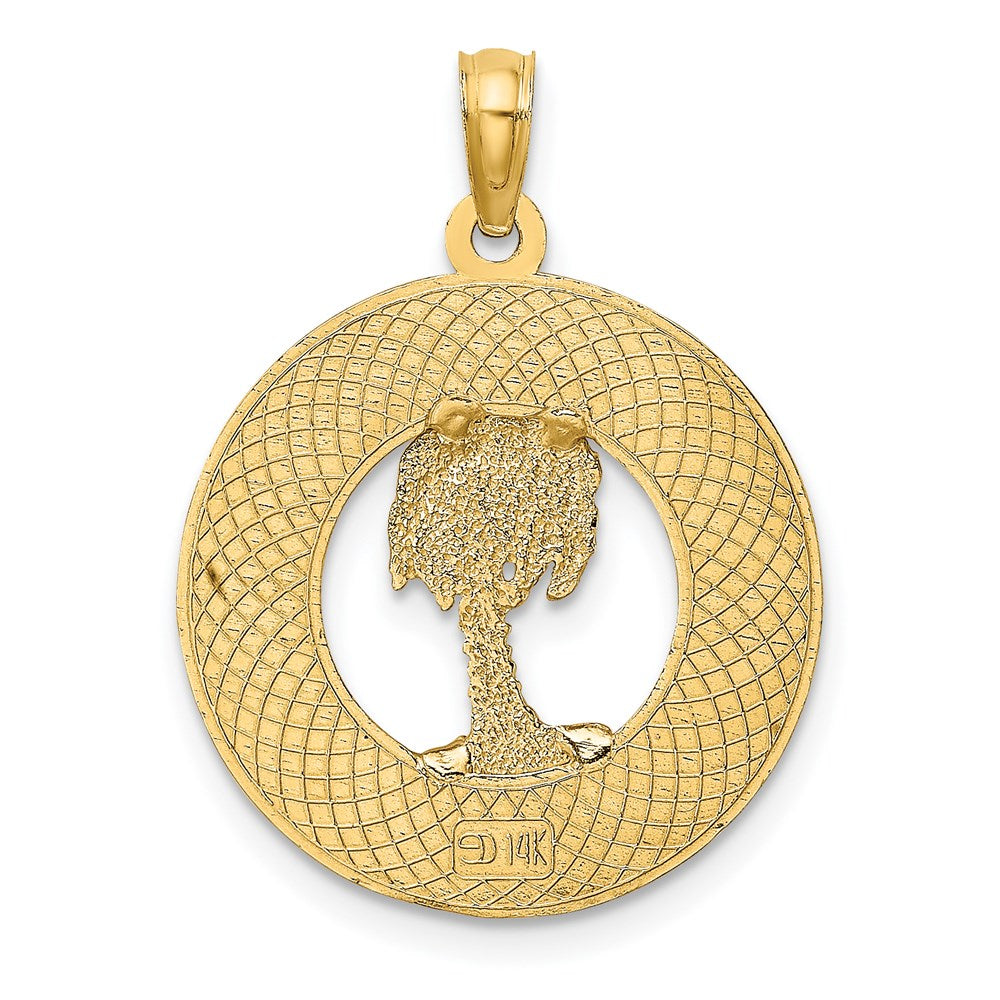 14k Yellow Gold MARCO ISLAND Circle w/ Palm Tree Charm