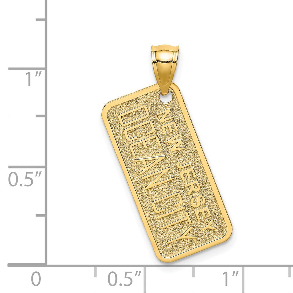14k Yellow Gold Textured OCEAN CITY NJ License Plate Charm