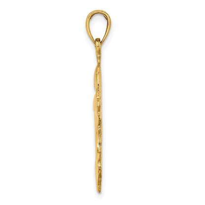 14k Yellow Gold 2-D Polished Double Dolphins Charm