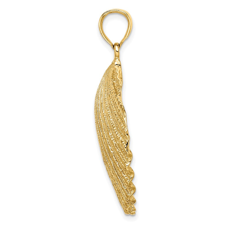 14k Yellow Gold Textured Scallop Shell Charm