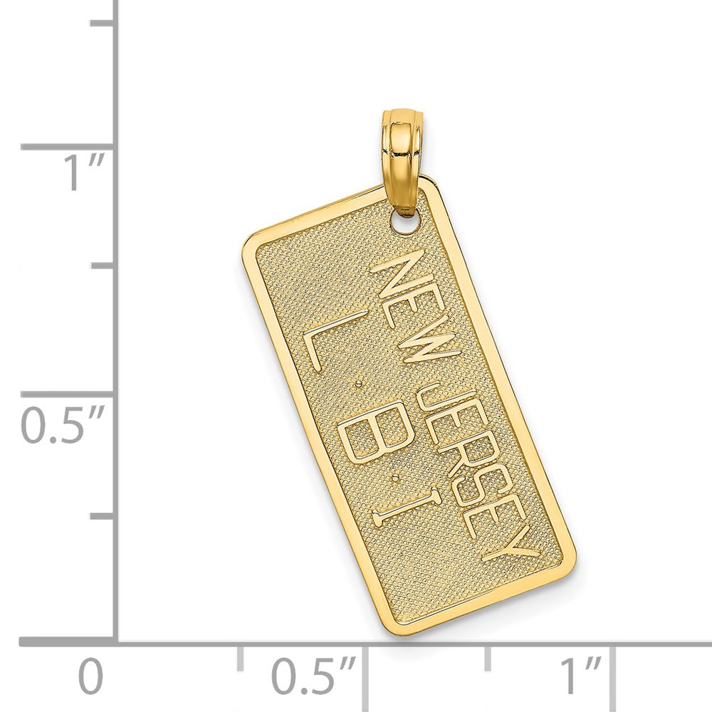 14k Yellow Gold NEW JERSEY-LBI (Long Beach Island) License Plate Charm