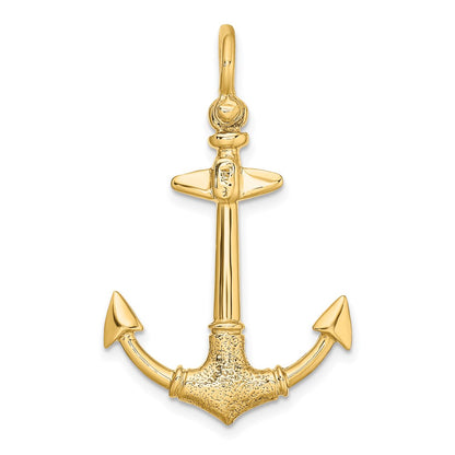 14k Yellow Gold 3-D Texture Anchor Charm