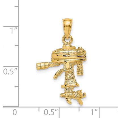 14k Yellow Gold 3-D Moveable Boat Engine Charm