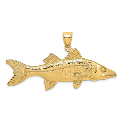 14k Yellow Gold 3-D Snook Fish Charm