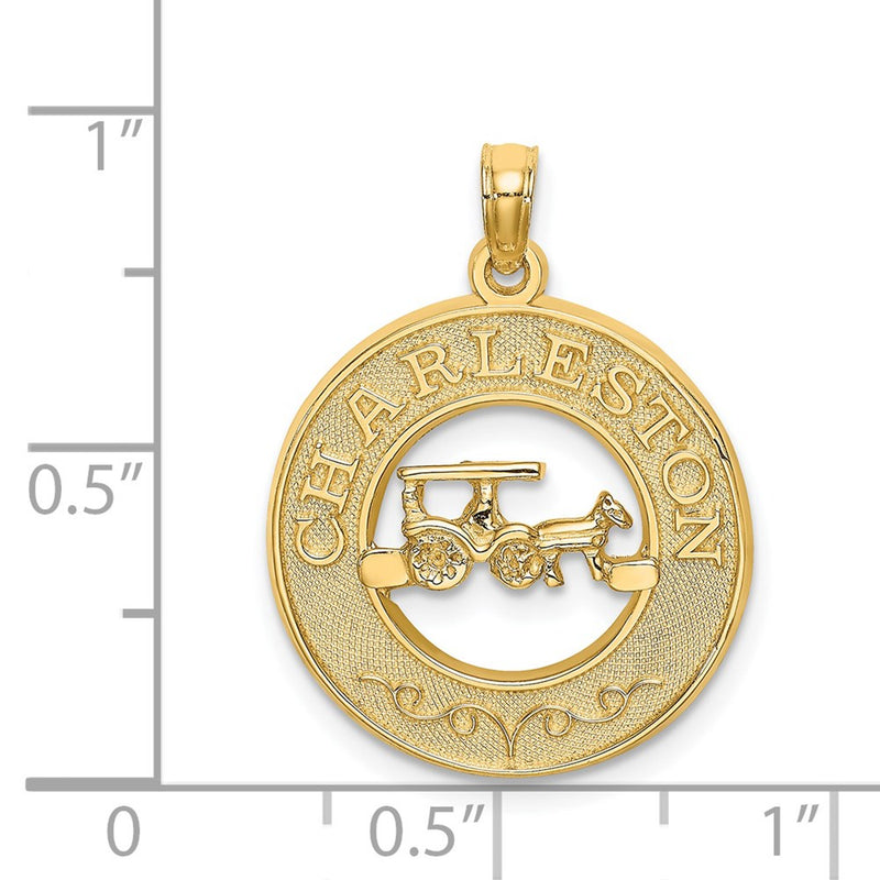14k Yellow Gold CHARLESTON w/Horse and Cart Charm