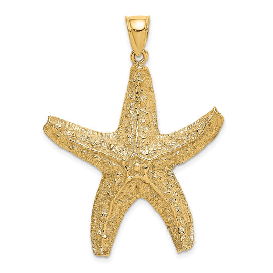 14k Yellow Gold Textured Large Starfish Charm