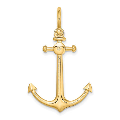 14k Yellow Gold 3-D Small Anchor w/ Shackle Bail Charm