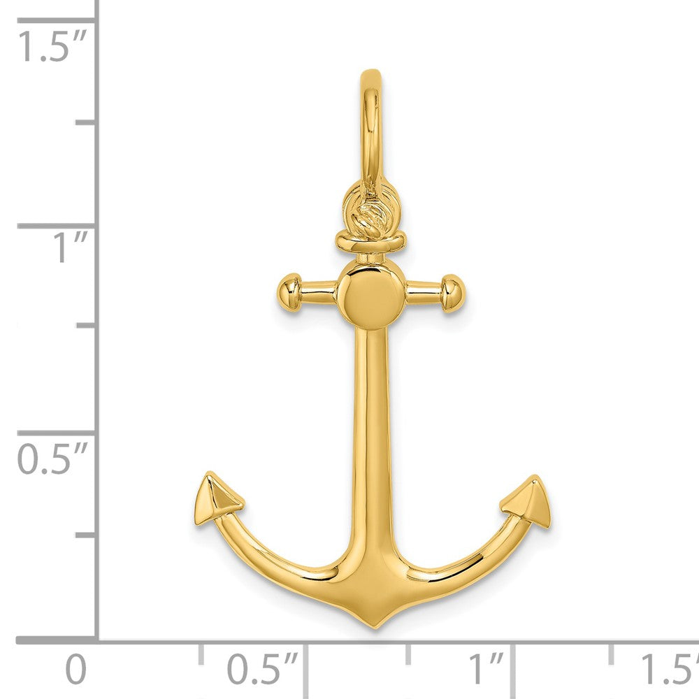 14k Yellow Gold 3-D Small Anchor w/ Shackle Bail Charm