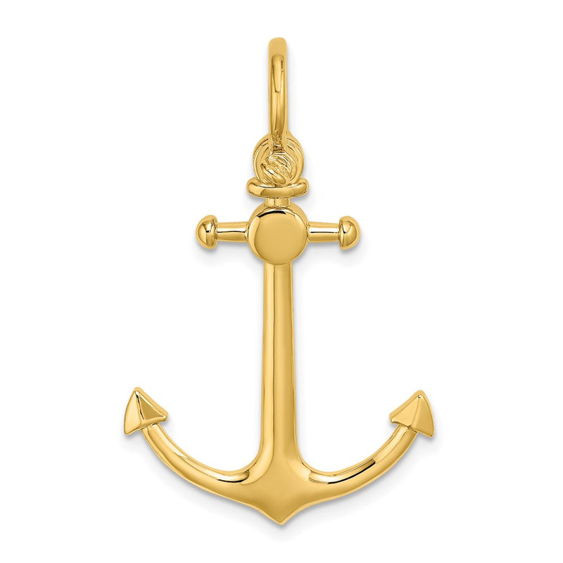 14k Yellow Gold 3-D Small Anchor w/ Shackle Bail Charm