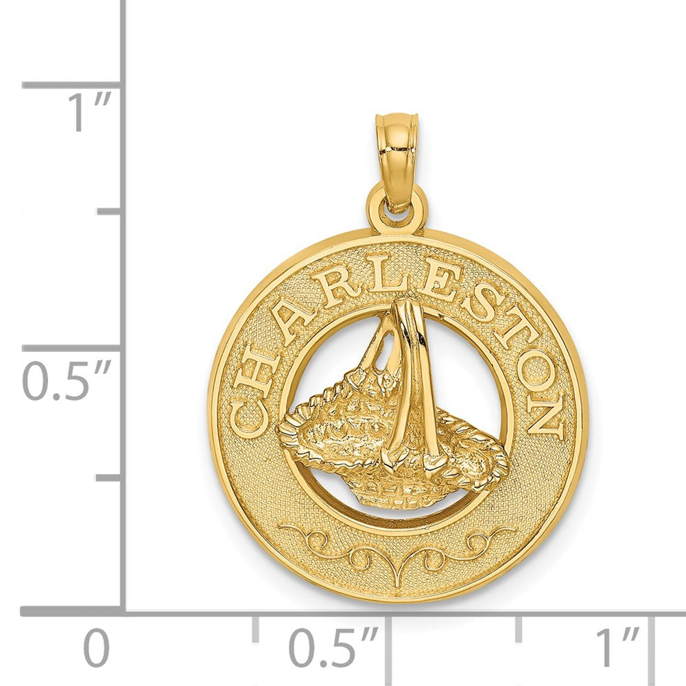 14k Yellow Gold CHARLESTON w/ Sweetgrass Basket Charm