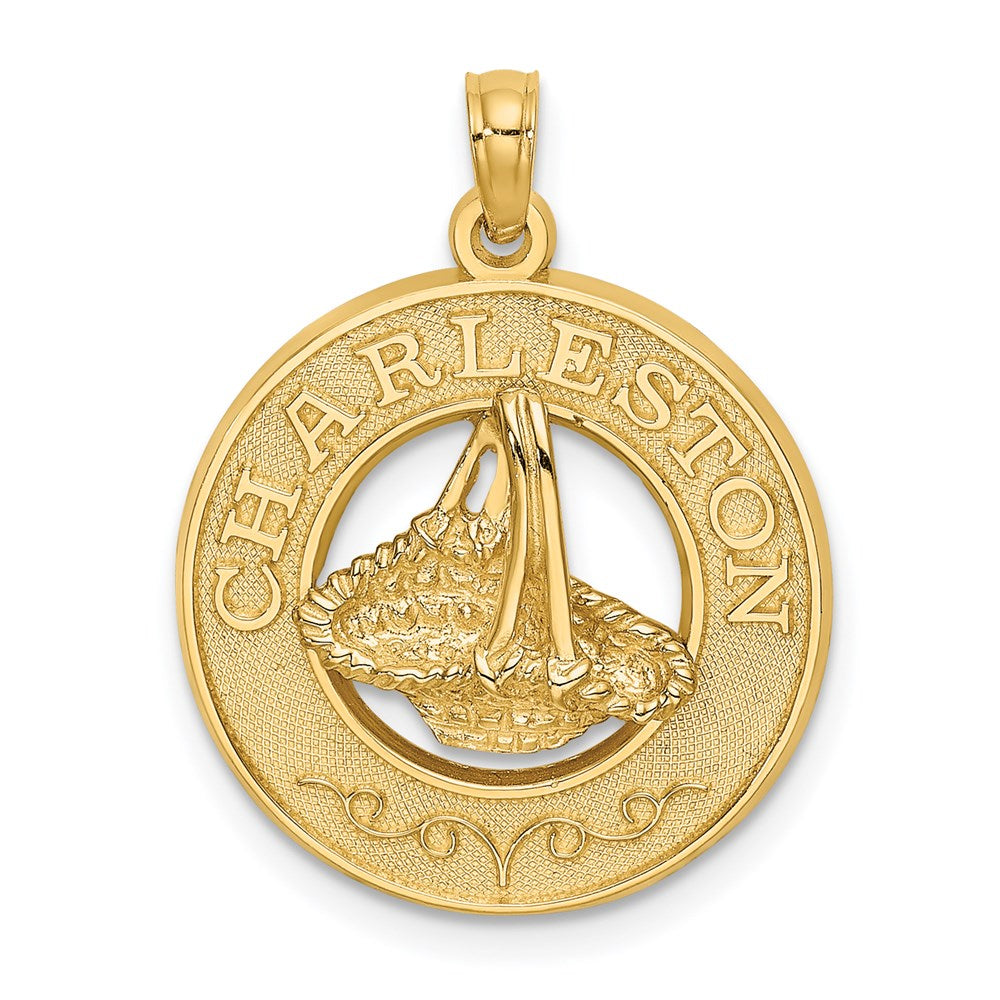 14k Yellow Gold CHARLESTON w/ Sweetgrass Basket Charm