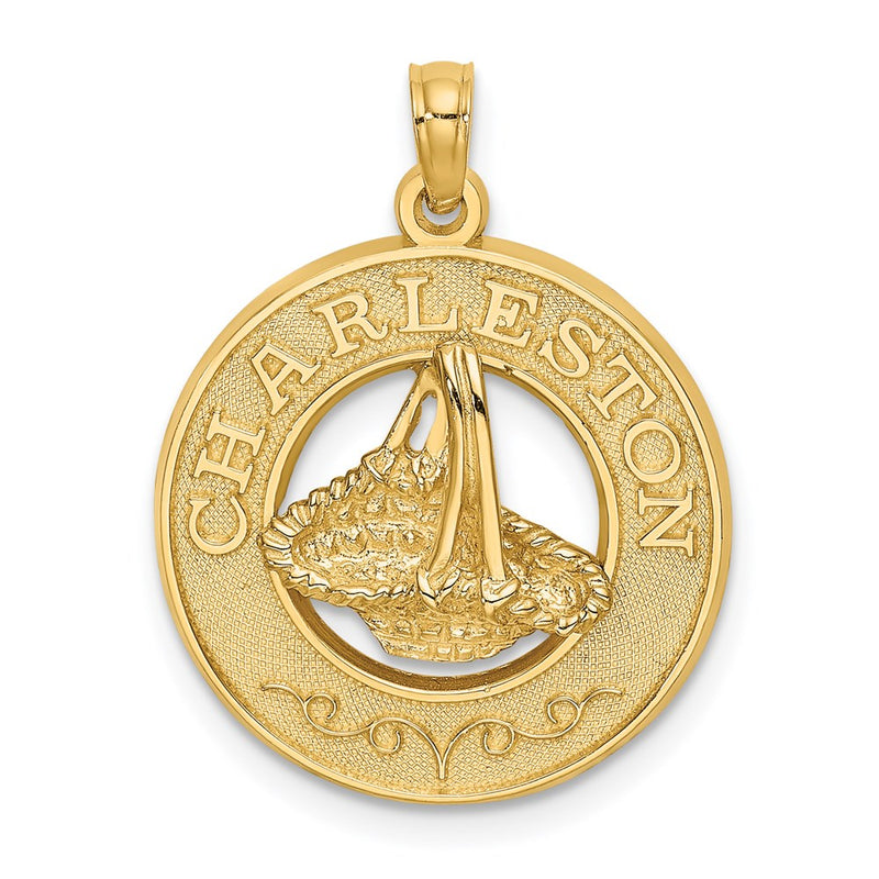 14k Yellow Gold CHARLESTON w/ Sweetgrass Basket Charm