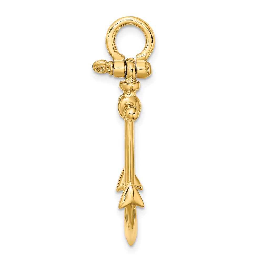 14k Yellow Gold 3-D Anchor w/ Shackle Bail Charm