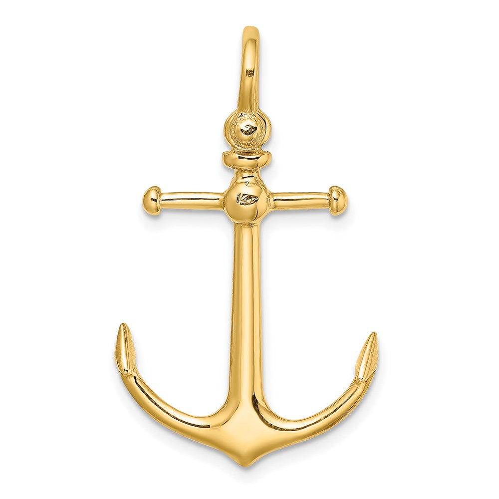 14k Yellow Gold 3-D Anchor w/ Shackle Bail Charm