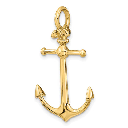 14k Yellow Gold 3-D Anchor w/ Shackle Bail Charm