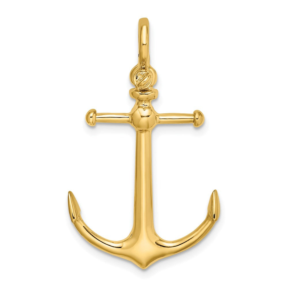 14k Yellow Gold 3-D Anchor w/ Shackle Bail Charm