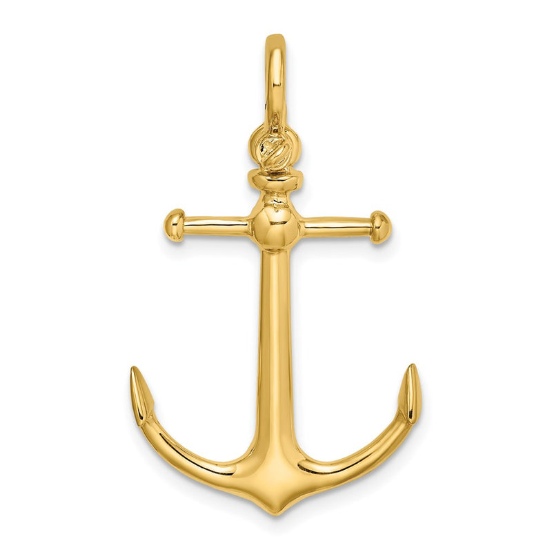 14k Yellow Gold 3-D Anchor w/ Shackle Bail Charm