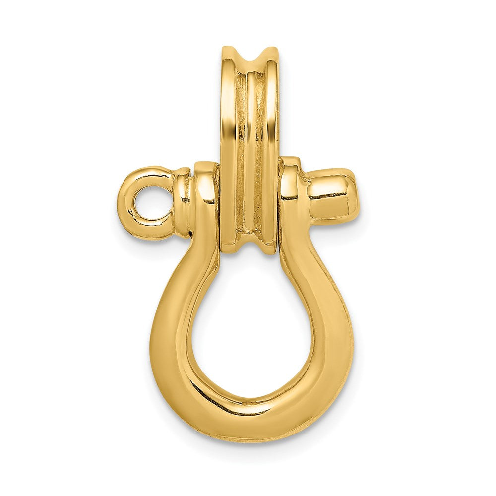 14k Yellow Gold 3-D Large Shackle W/ Pulley Bail Charm