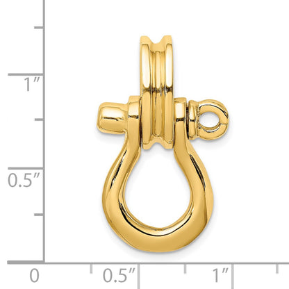 14k Yellow Gold 3-D Large Shackle W/ Pulley Bail Charm