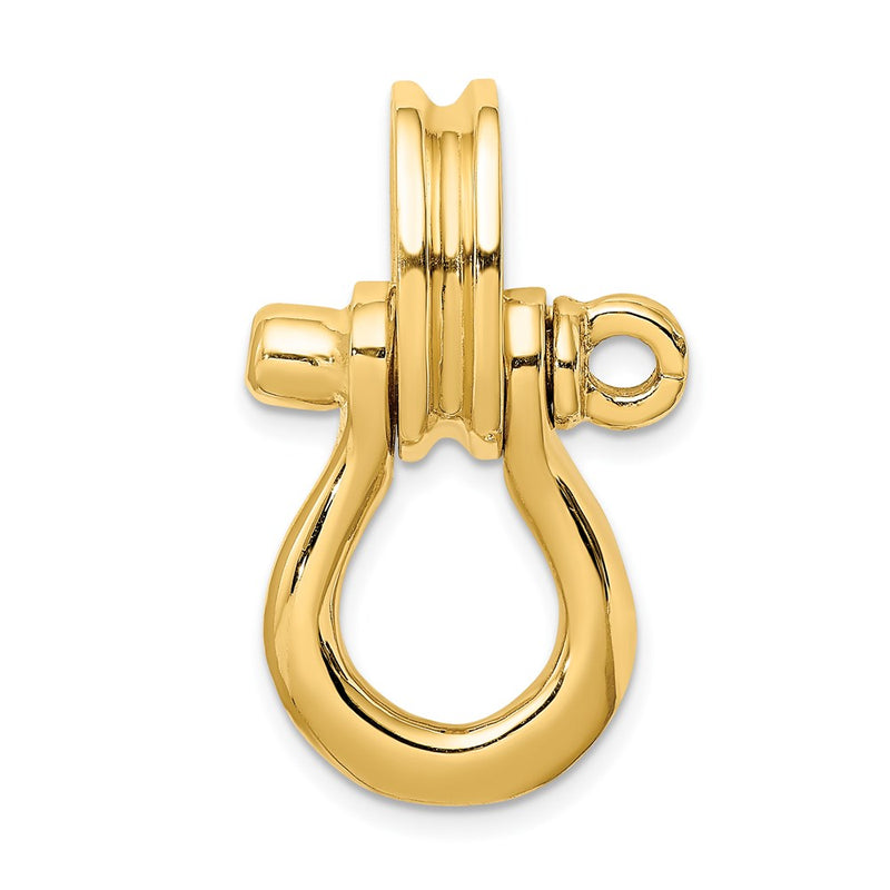 14k Yellow Gold 3-D Large Shackle W/ Pulley Bail Charm