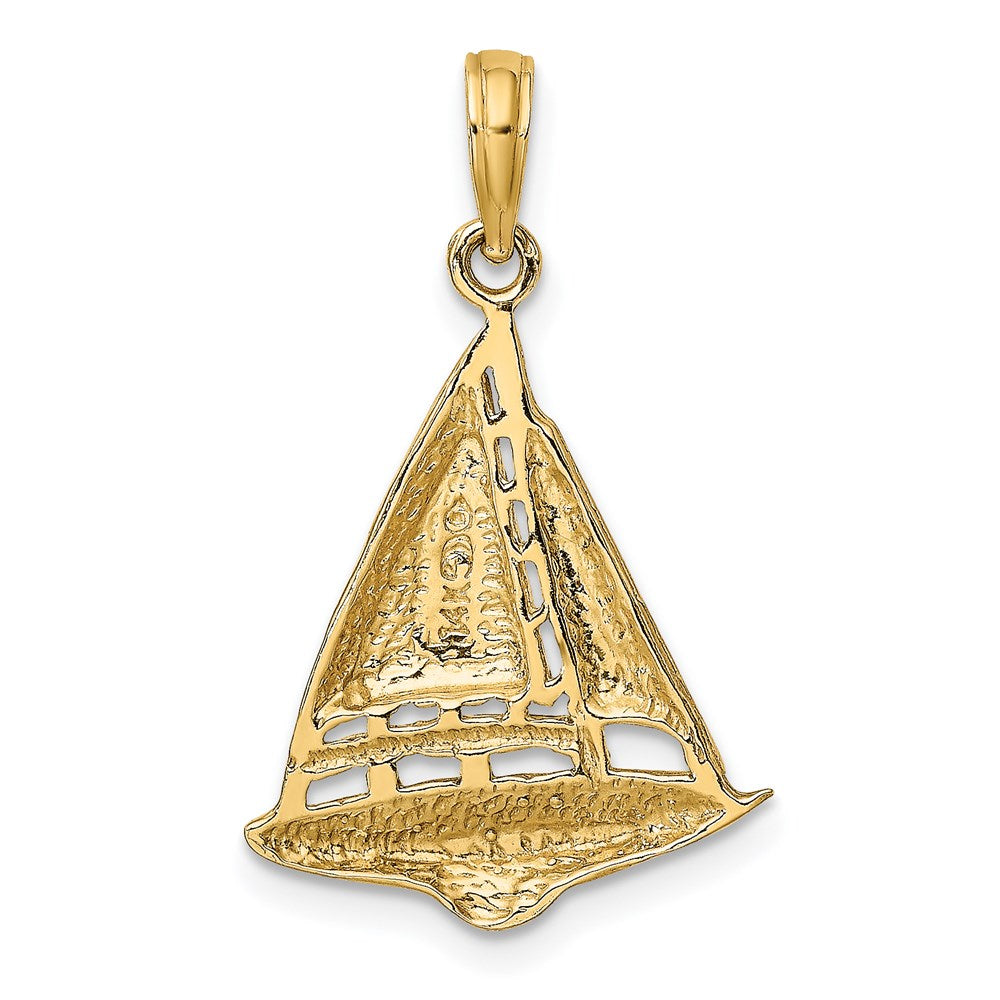 14k Yellow Gold 2-D Sailboat Charm