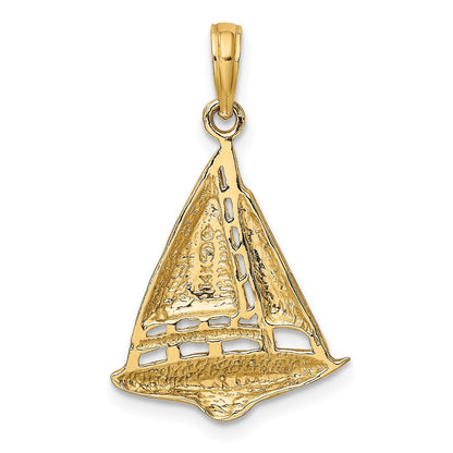 14k Yellow Gold 2-D Sailboat Charm