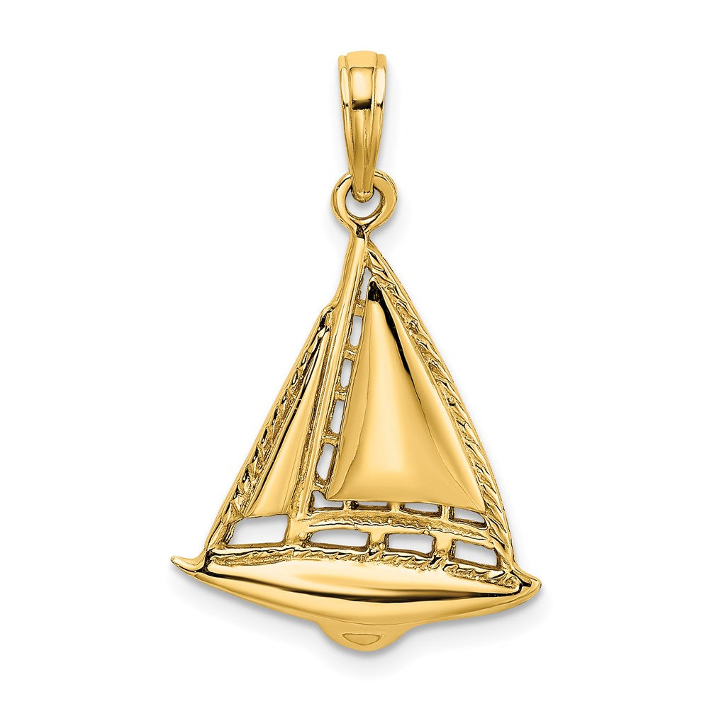 14k Yellow Gold 2-D Sailboat Charm