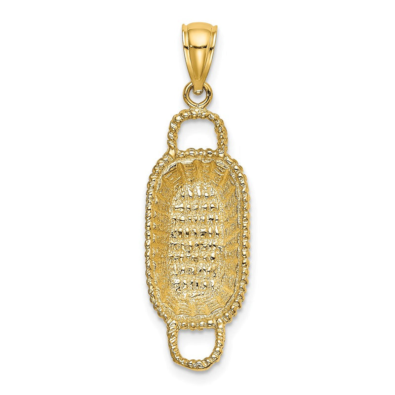 14k Yellow Gold 3-D 2 Handles Rectangular Basket Charm