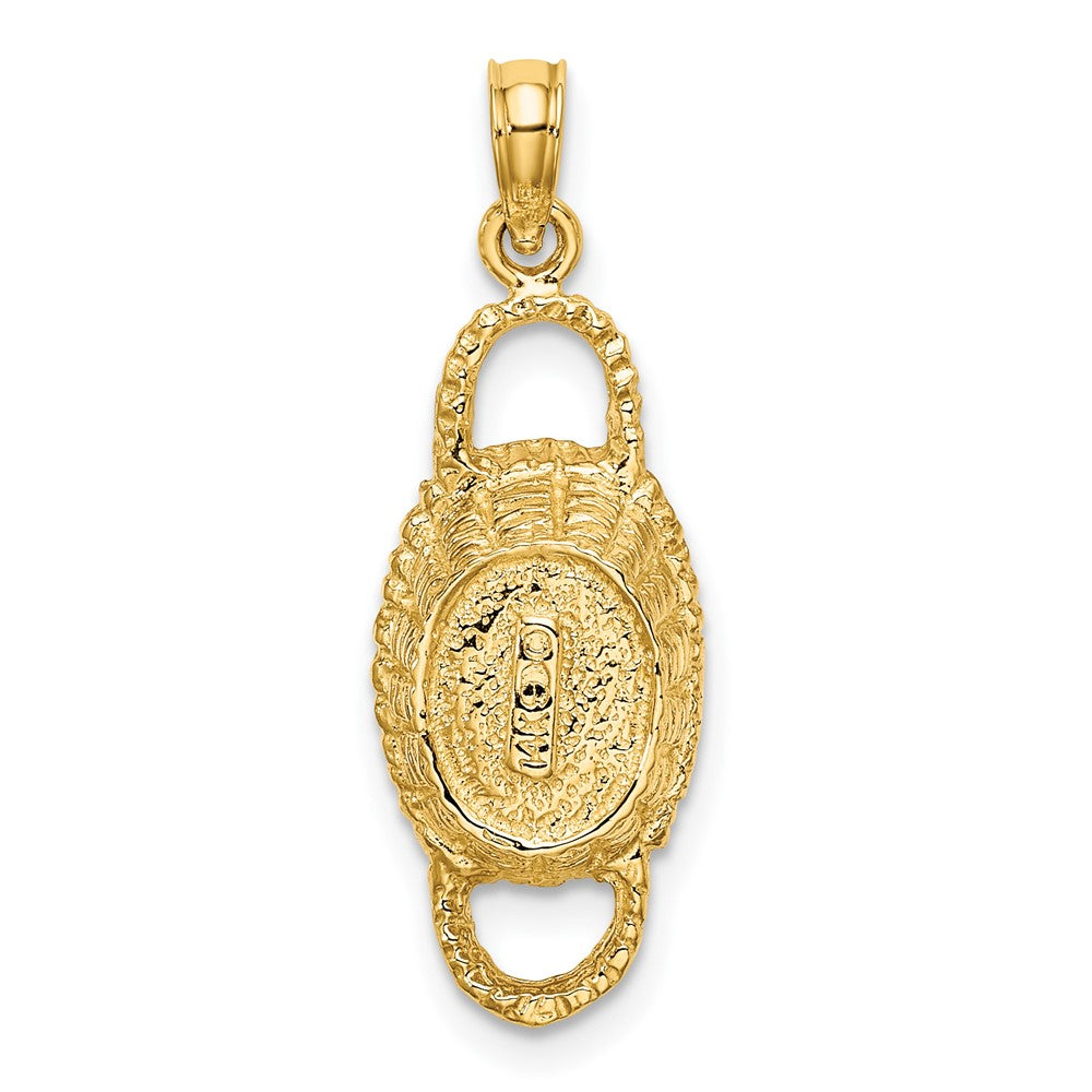 14k Yellow Gold 3-D 2 Handles Oval Basket Charm